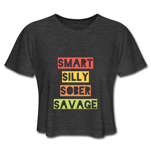 Sober Savage Cropped TShirt - deep heather