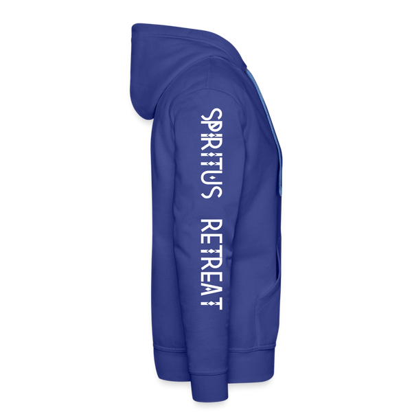 SPIRITUS RETREAT Hoodie Logo on Front, Retreat on Sleeve - royal blue