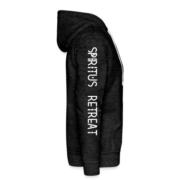SPIRITUS RETREAT Hoodie Logo on Front, Retreat on Sleeve - charcoal grey