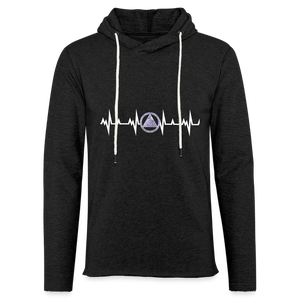 Recovery Heartbeat Unisex Lightweight Terry Hoodie - charcoal grey