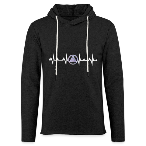 Recovery Heartbeat Unisex Lightweight Terry Hoodie - charcoal grey