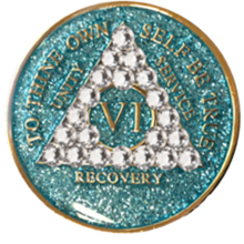 AA Bling Medallion Glitter Turquoise with Triangle White Crystals 1-55 Years